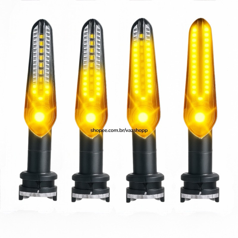 Kit 4 Pisca Seta Iluminação Para Moto Sequencial Led Flexível Universal