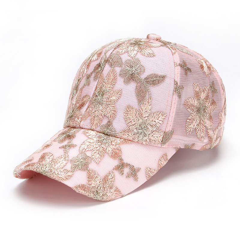 Chapéu feminino malha boné respirável boné de beisebol renda flor boné versão coreana moda Casual guarda-sol protetor so