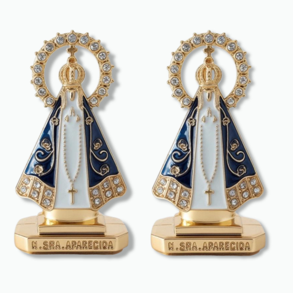 Kit 2 Santinha Nossa Senhora Aparecida Painel Carro Com Dupla Face Imagem