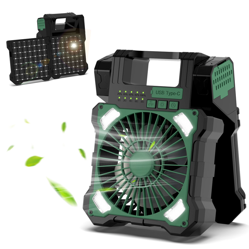 Ventilador Solar cronometragem portátil acampamento tenda ventilador de carregamento tesouro l bateria lítio ventilador