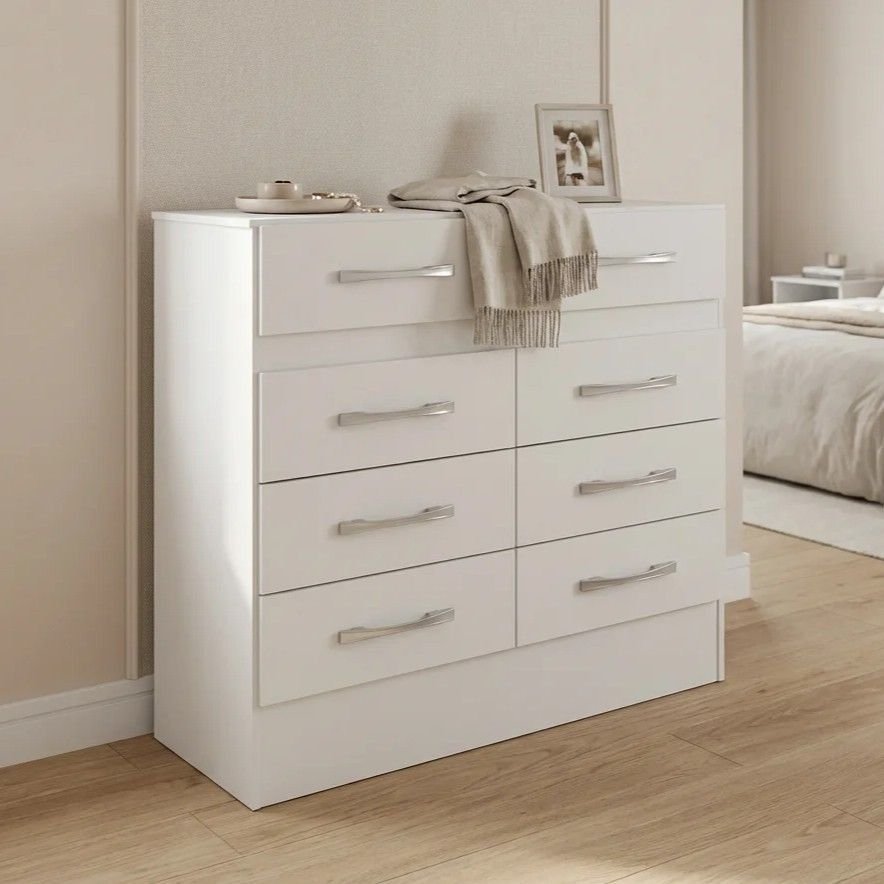 Cômoda para Quarto 8 Gavetas Imperatriz Branco Branco