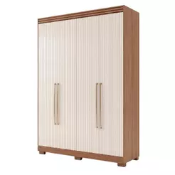 Guarda Roupas Solteiro 4 Portas Frisado 3 Gavetas 100% MDF July