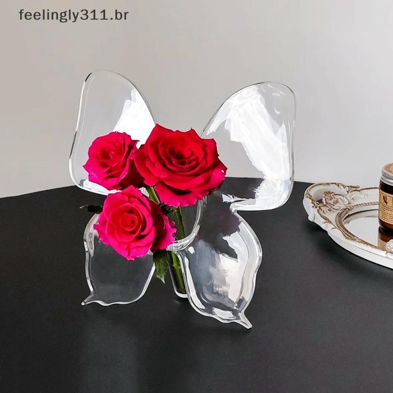 Vaso De Flores Acrílico Borboleta Transparente FEELI , Acessórios De Decoração Para Casa 3D