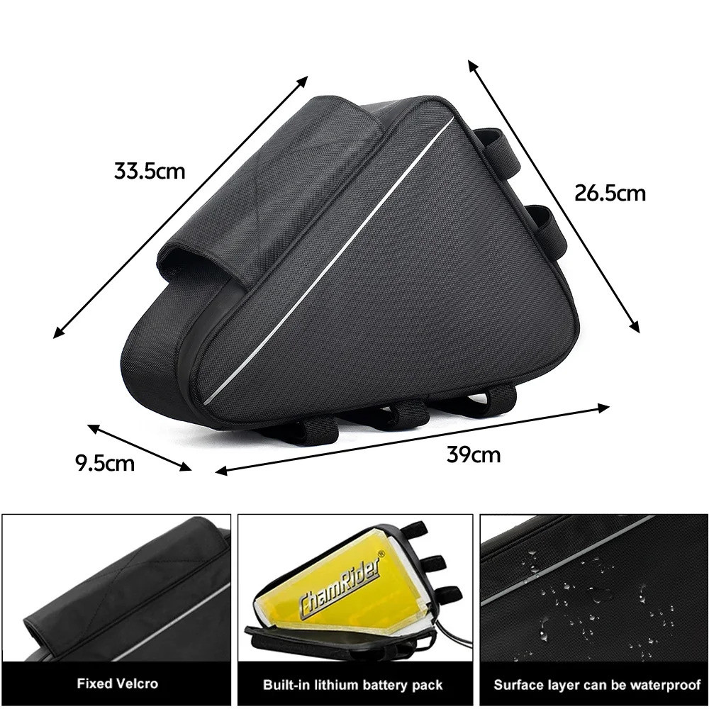 Bolsa Triangular para Bateria de E-Bike, Bolsa Impermeável para Quadro de Bicicleta Elétrica, Armazenamento para 126 Cél