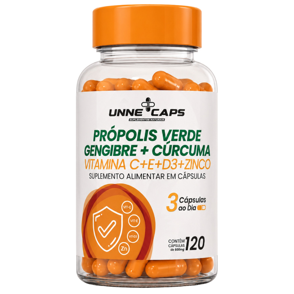 Própolis Verde + Gengibre + Cúrcuma + Vitamina C E D3 Zinco
