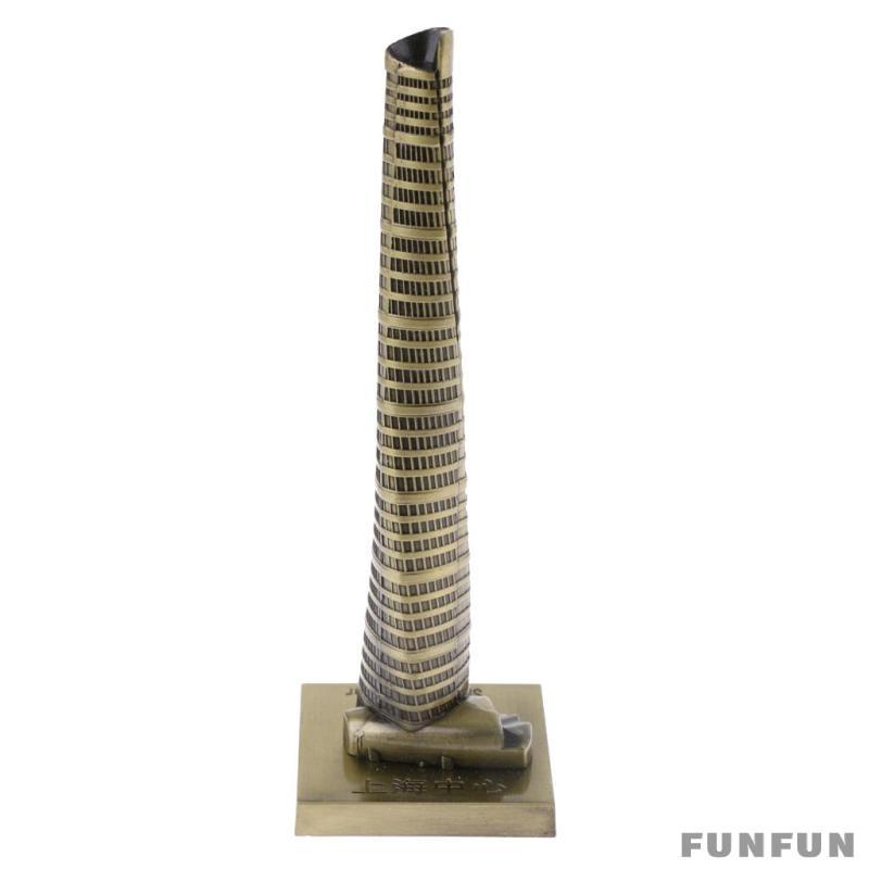 [Funfun] Modelo De Metal Vintage De 15 Cm Torre De Xangai Estátua De Bronze Marcos Decoração De Casa