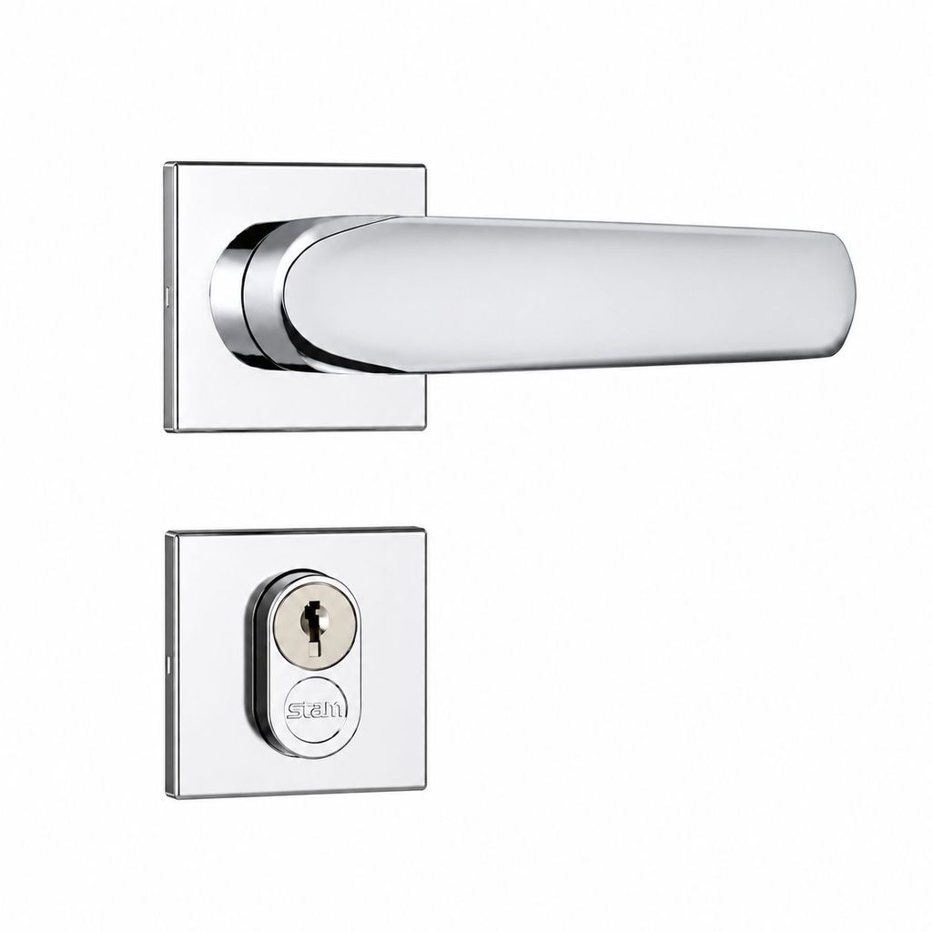 Fechadura Externa Roseta Quadrada Inox [ 803/21 Rqi ] - Stam