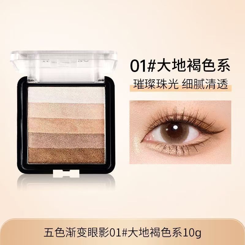 Tailândia TREECHADA Sombra Flor de Pêssego Yu Ji Nude Maquiagem Contas Ricas 5 Cores Pó Não Voador Sombra Pal