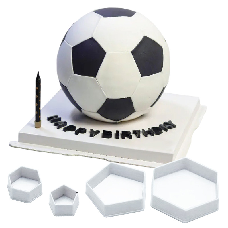 Molde Hexagonal Pentagonal de futebol, molde de corte para Fondant, faça você mesmo, decoração de bolo de aniversário in