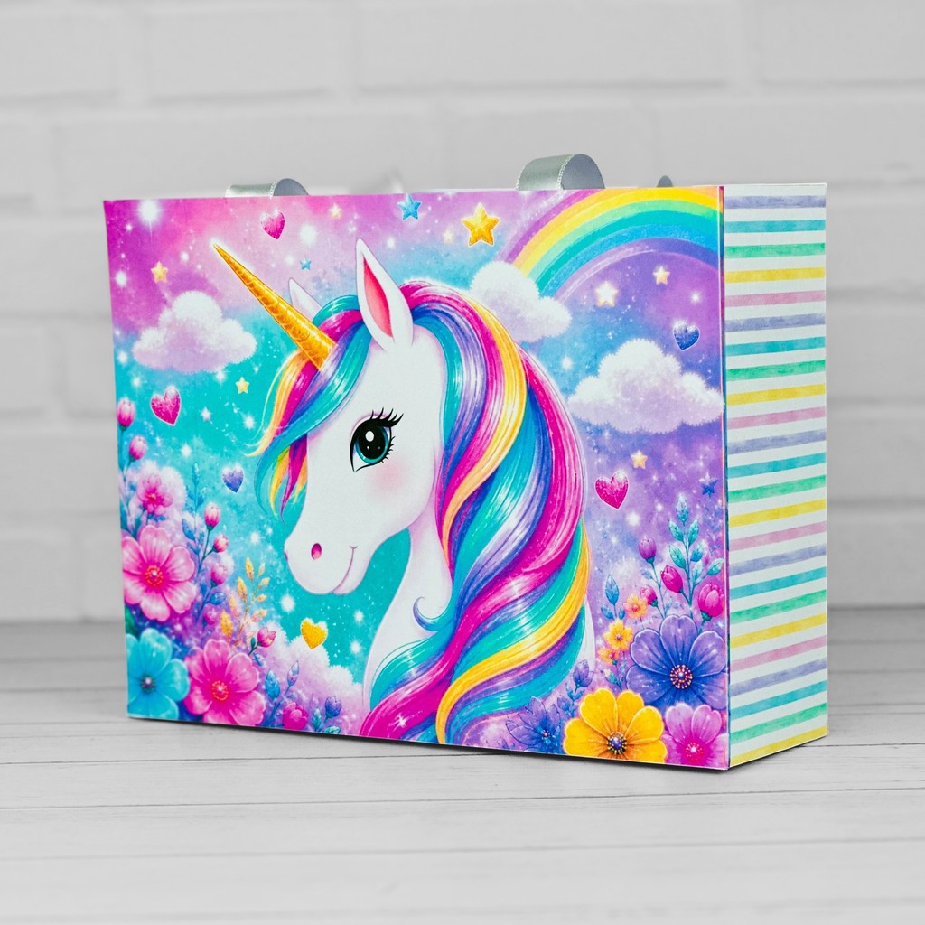Kit 10 Sacolinhas Tema UNICORNIO | Sacola Surpresa para Doces Lembrancinha Festa Infantil | PEGUE E MONTE