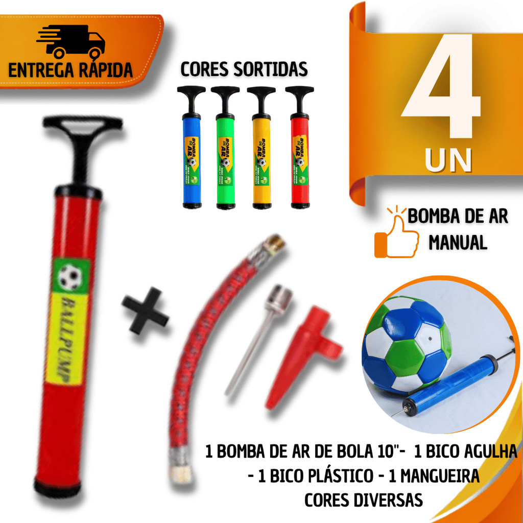 Utensílios   Bomba De Ar Encher Bola de Futebol Boia Colete Acompanha Bico Agulha Bico Plástico e Mangueira Utilidades