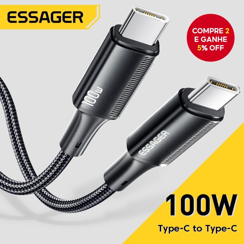 Essager 100W 5A Cabo USB-C PD USBC Tipo-C de Carregamento Rápido 480Mbps Para Laptop Samsung Xiaomi IP Carregador