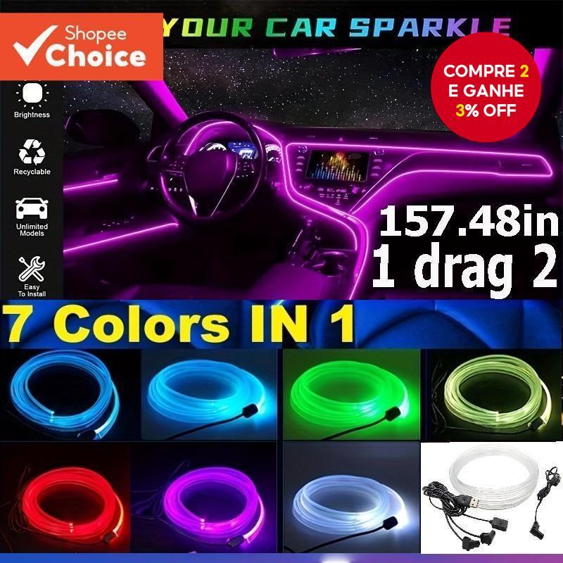 157.48In RGB Car Interior Atmosfera Luz Neon DIY LED Strip Dashboard Lâmpada De Fibra Ambiente Com USB