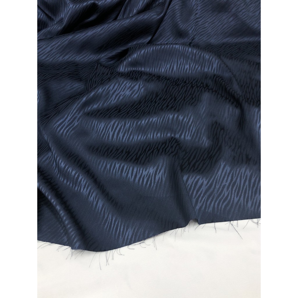 Verão estilo fino cetim azul marinho sarja Zebra padrão Jacquard roupas tecido camisa saia Designer tecido
