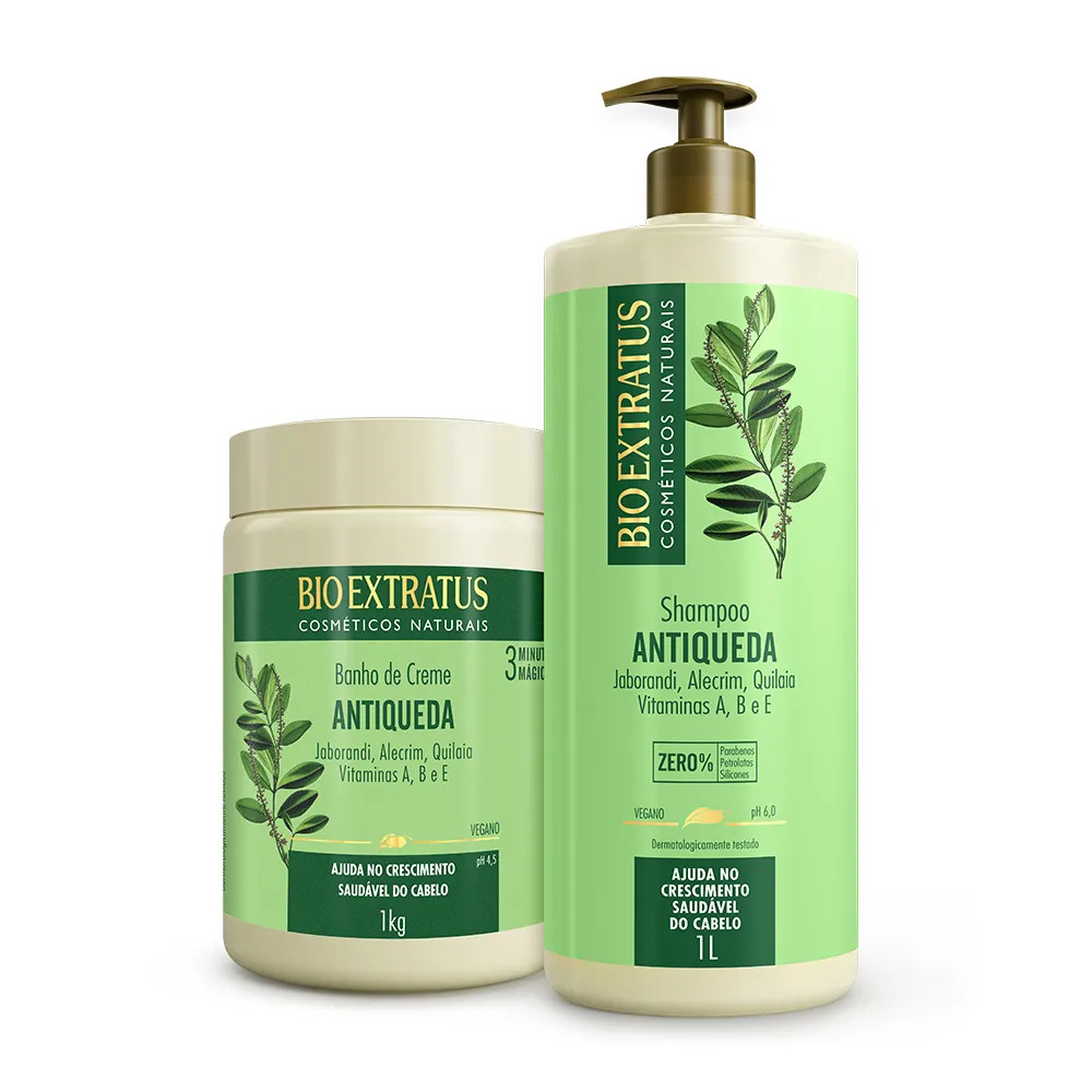 Kit Bio Extratus Jaborandi Antiqueda Shampoo e  Banho de Creme 1Litro/Kg