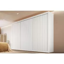 Guarda Roupa Casal 3 Portas Ripadas e 6 Gavetas York Branco - Europa