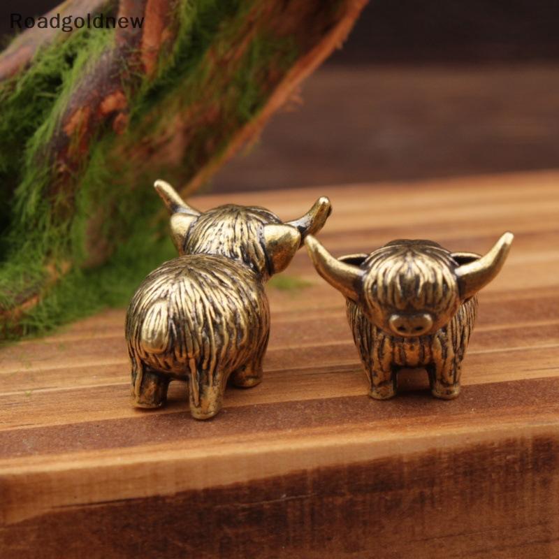 RGN Mini Retro Parede De Bronze Highland Gado Escultura Mão Brinquedo Presente Chaveiro Ornamento Mesa Escritório Em Cas