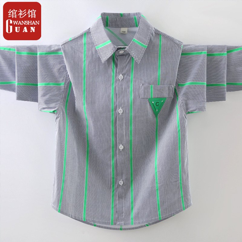 Meninos frito rua camisa 2023 primavera outono de manga comprida grandes crianças puro algodão Casual camisa listrada me