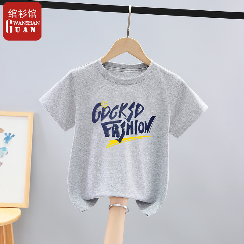 Meninos camiseta de manga curta roupas de verão meninos crianças em torno do pescoço camiseta estilo ocidental verão men