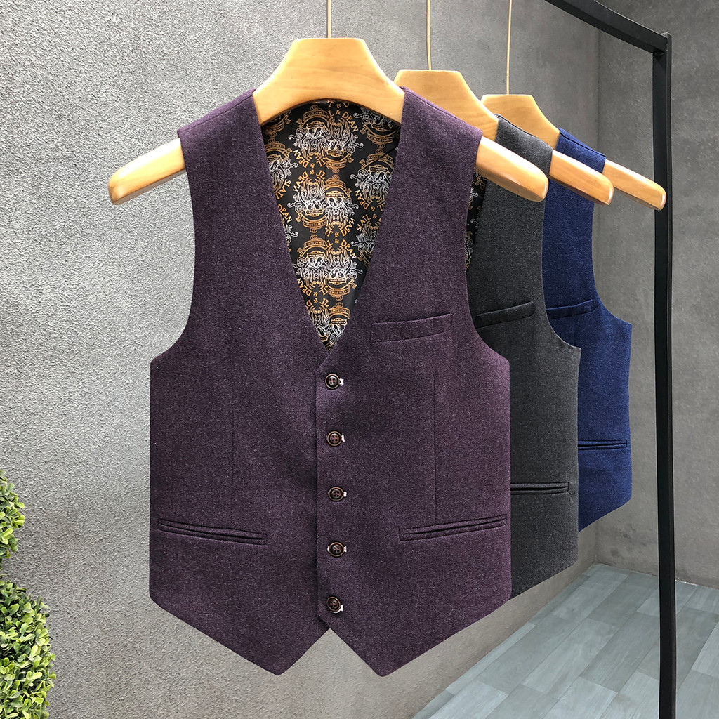 Super bonito roxo padrinhos roupas masculinas versão coreana magro-ajuste roupas de trabalho colete masculino na moda pr