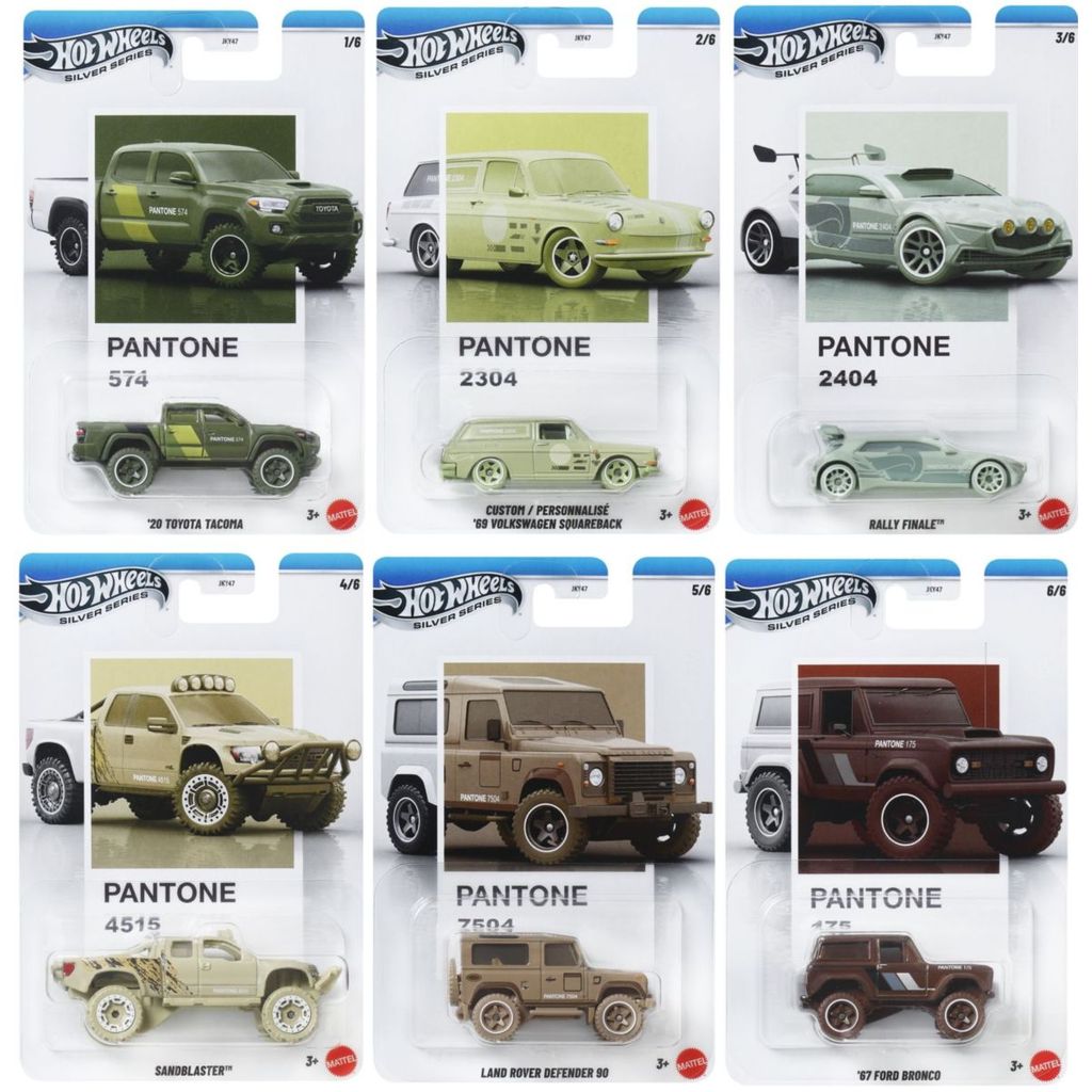 Coleção Completa com 6 Miniaturas Pantone - 1/64 - Mix 2 - Hot Wheels Silver Series