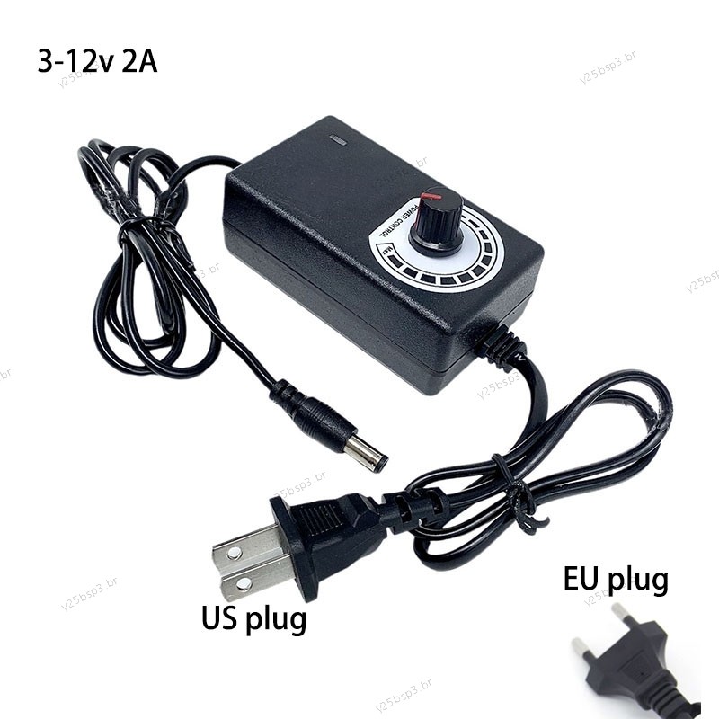 Fonte De Alimentação DC Ajustável AC Para 3V – 12v 5V 6V 9v 12v 2A Adaptador Do Carregador Soprador De Tira 25BR3