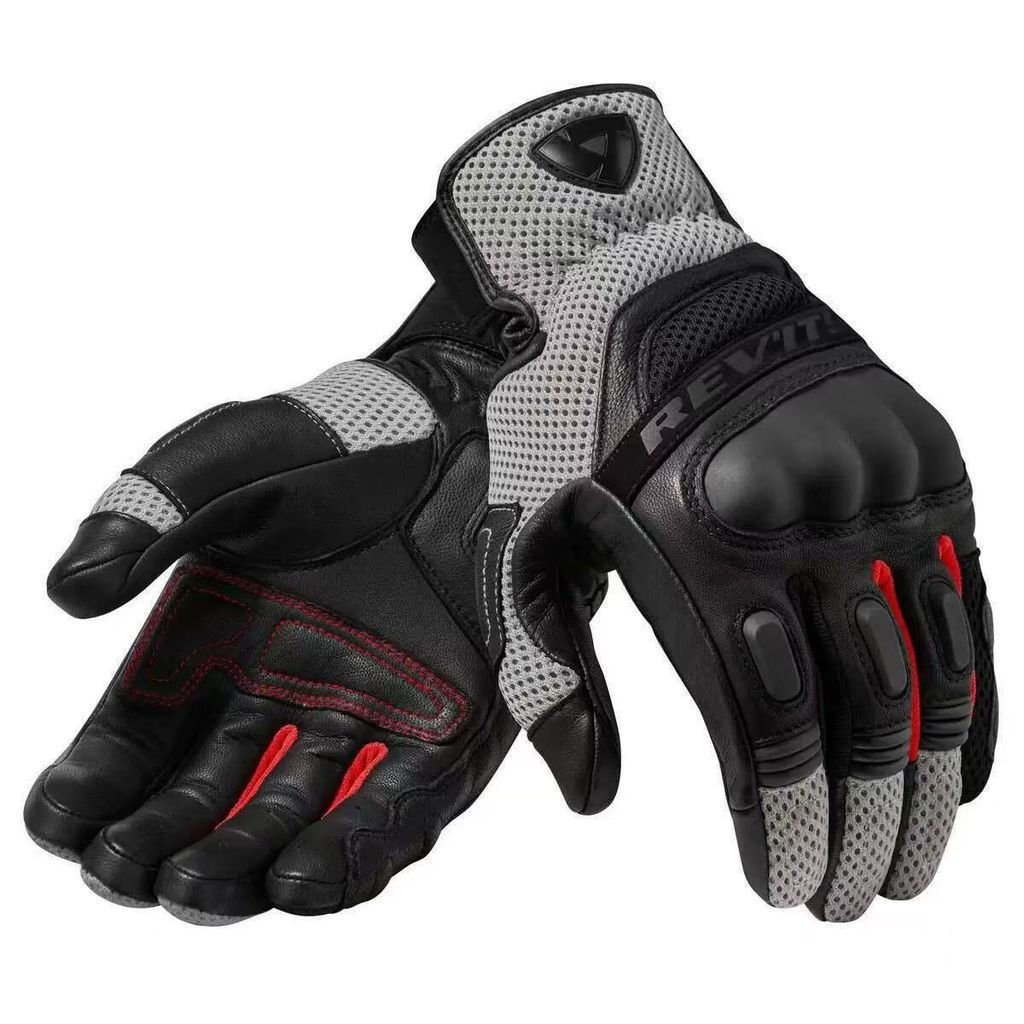 Luvas de Couro Genuíno para Motociclistas com Tela Sensível ao Toque, Luvas de Couro de Carneiro para Motociclismo, Luva