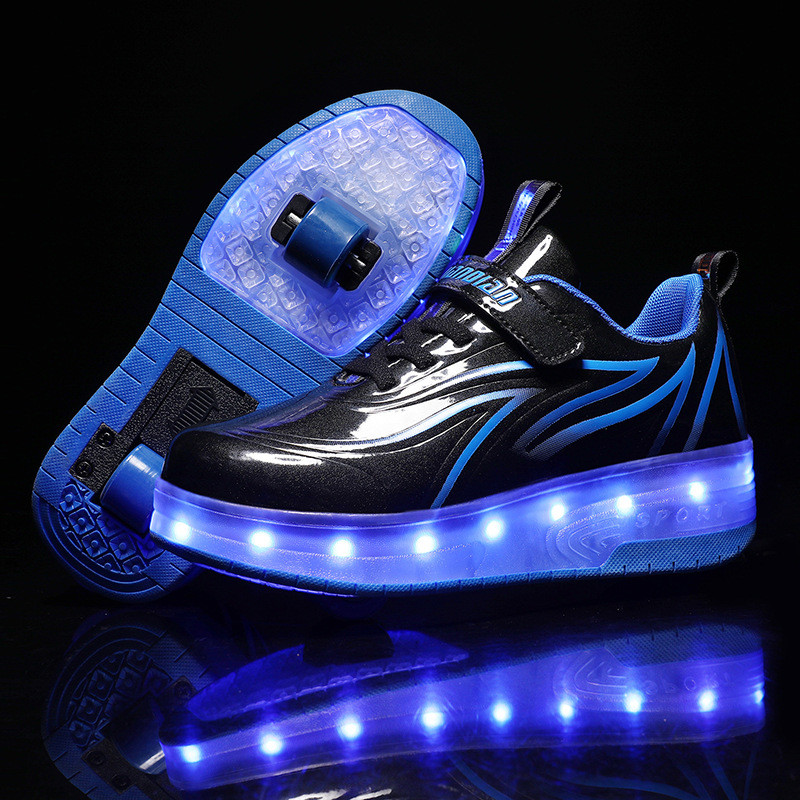 Sapatos Infantis Com Rodas-De Rolo Iluminados 4 Em 1 Tênis LED Recarregável USB Para Presentes De Festa De Natal Escolar