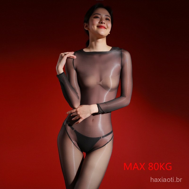 Body HVP5 Aurora plus size, sexy, ultra-fino, 3D, brilhante, sedoso, sem costuras, de corte alto, tipo meia-calça de cor