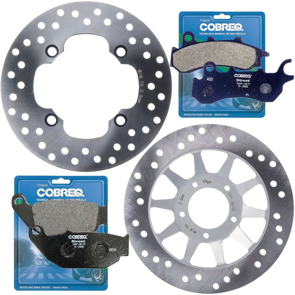 Kit Discos de Freio Nxr 160 Bros Combi Brake 2018 A 2026 + Pastilhas Cobreq