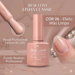 Esmalte Em Gel Real Love Linha Classic Cor de Mão Limpa Fundo Realista Cintilante 8ml