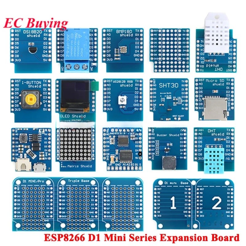 ESP8266 D1 Mini RPO NodeMCU Lua WiFi Placa De Desenvolvimento Registrador Dados Escudo DS1307 Bateria OLED Relé Potência