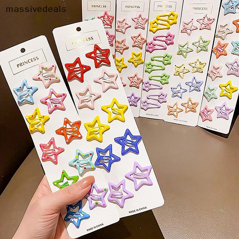 3/10 Pçs Y2K Bobby Pin Menina Estrelas Coloridas Presilhas De Metal Snap Clipes Criança Coreano BB Grampos De Cabelo Ace