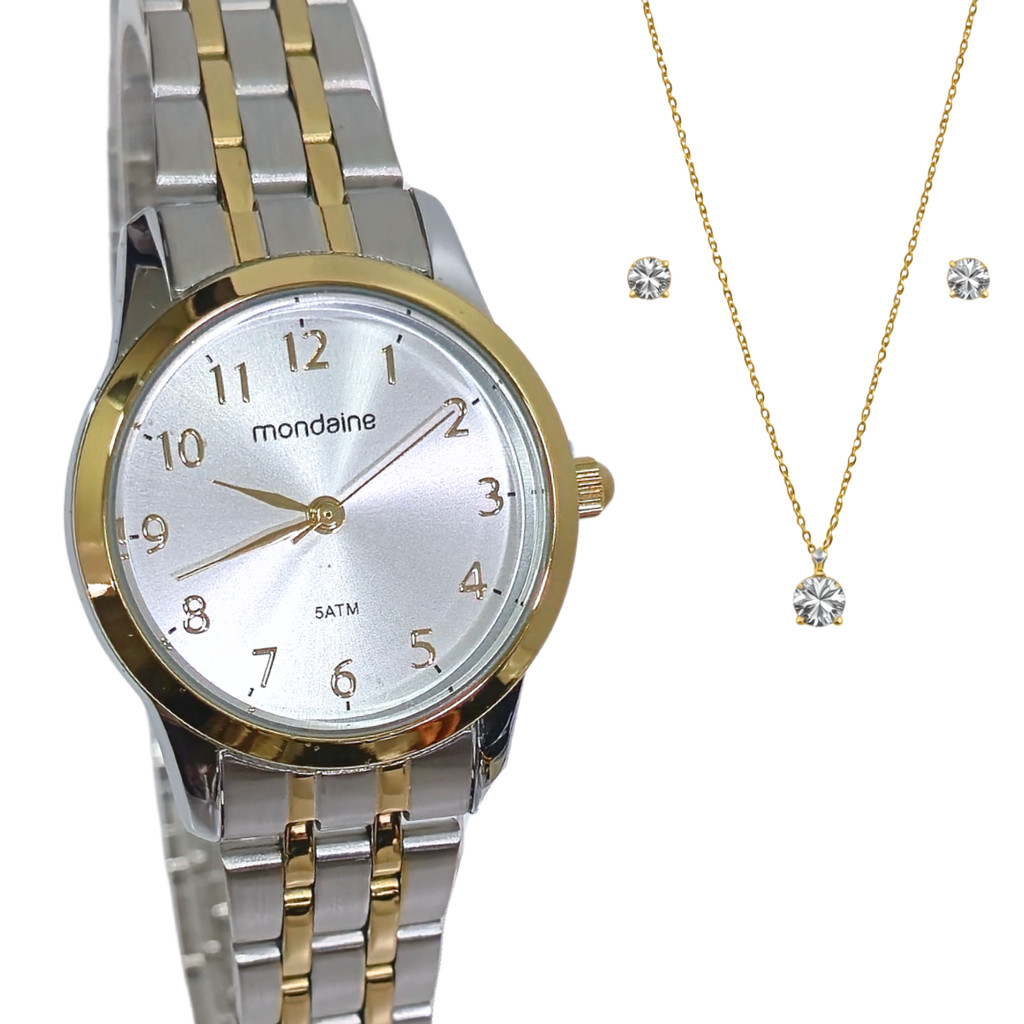 Relógio Mondaine Analógico Feminino Bicolor Kit 99913LPMKBE3K1