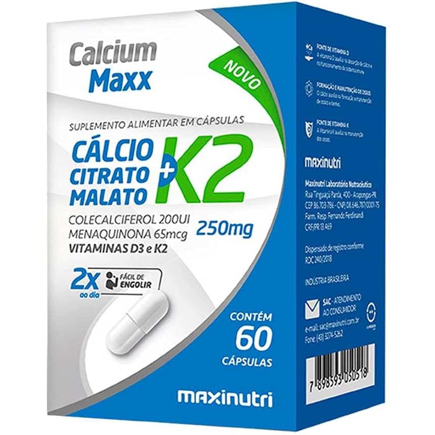 Maxinutri Calcium Maxx - Cálcio Citrato Malato + K2 - 60 Cáps.