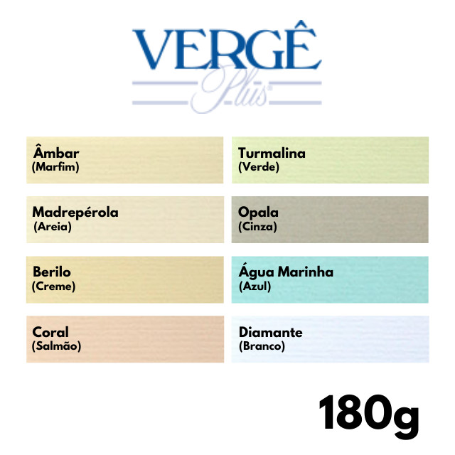 Papel Vergê Plus 180g Blendpaper (18 Fls A4) Diversas Cores Branco Creme Salmão etc