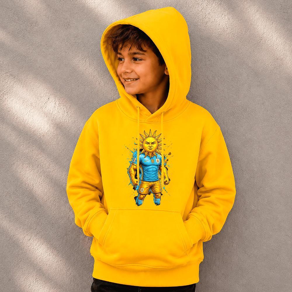 Moletom Canguru Infantil Amarelo Brasil Copa Bandeira Futebol Taça Hexa Roupa Menino Casaco Com Capuz