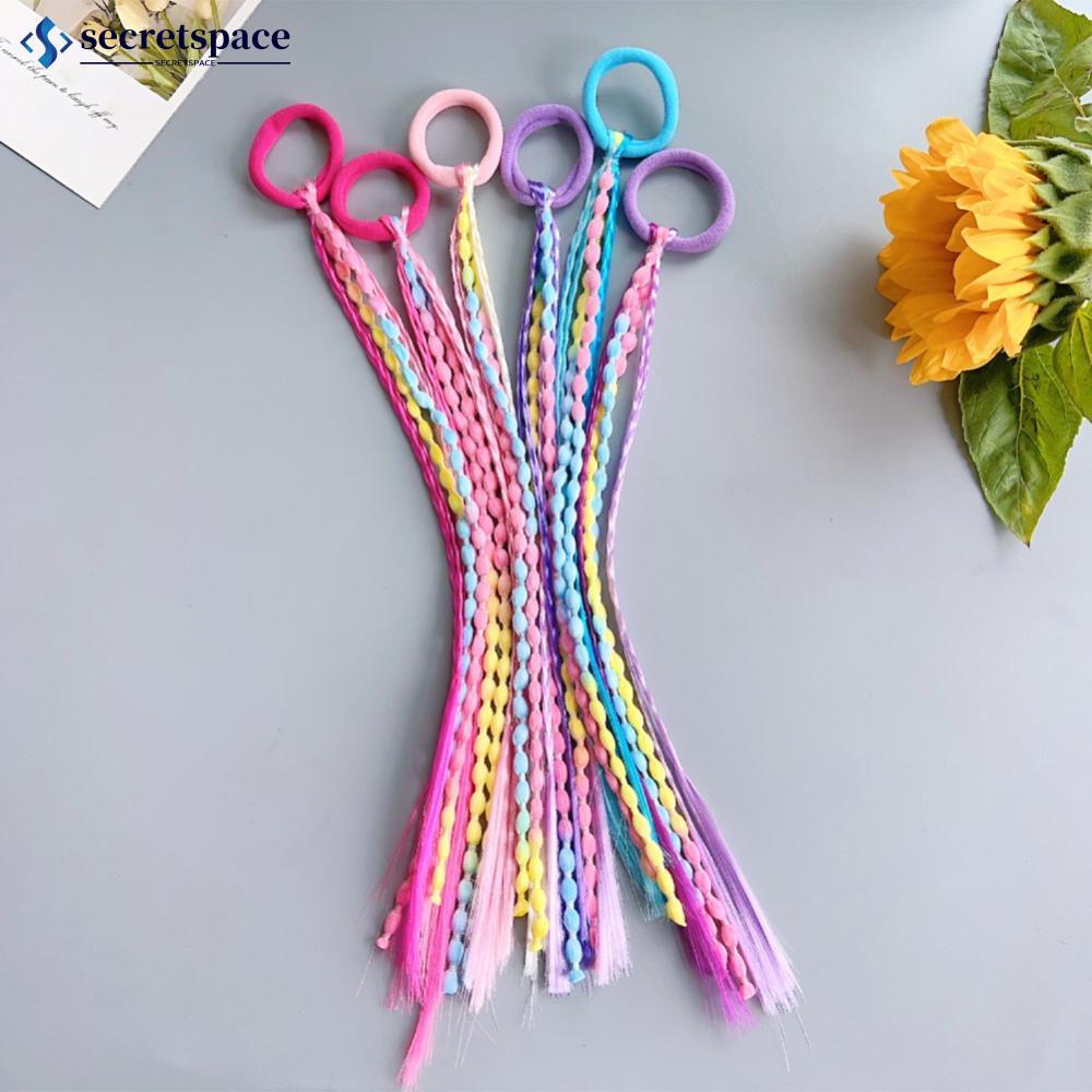 SECRETSPACE Colorido Elástico Laços De Cabelo Faixa Com Peruca Trança Para Crianças E Adultos Moda Doce Diário Acessório