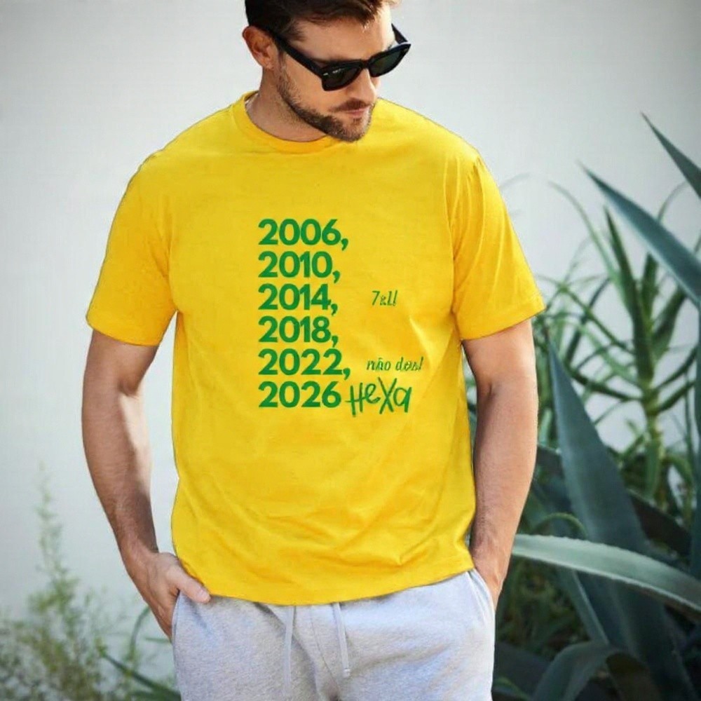 Camiseta Masculina Copa do Mundo Hexa Brasil Selecao Brasileira Algodao Top ANDRADE STORE