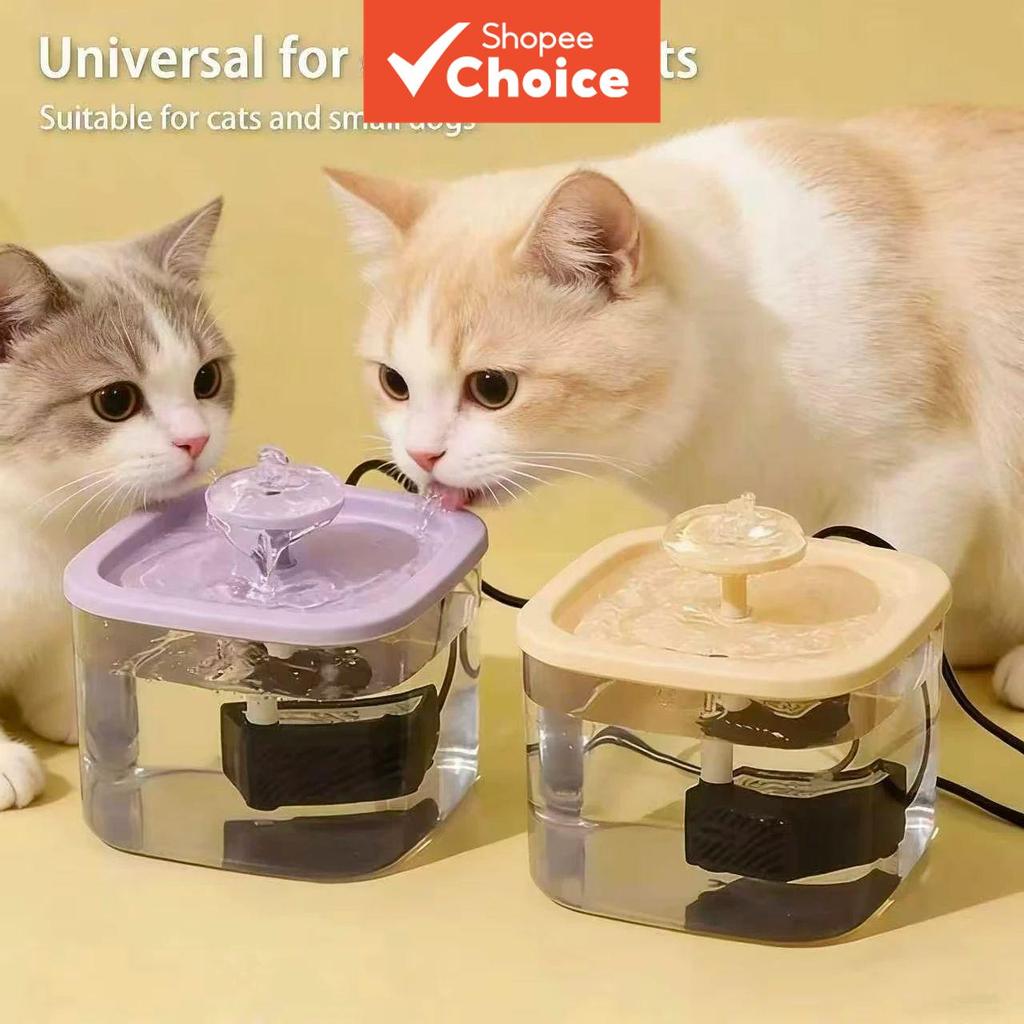 Dispensador de Água Pet Silencioso 1L Transparente Fonte Automática para Gatos e Cães Casa Plugue Padrão