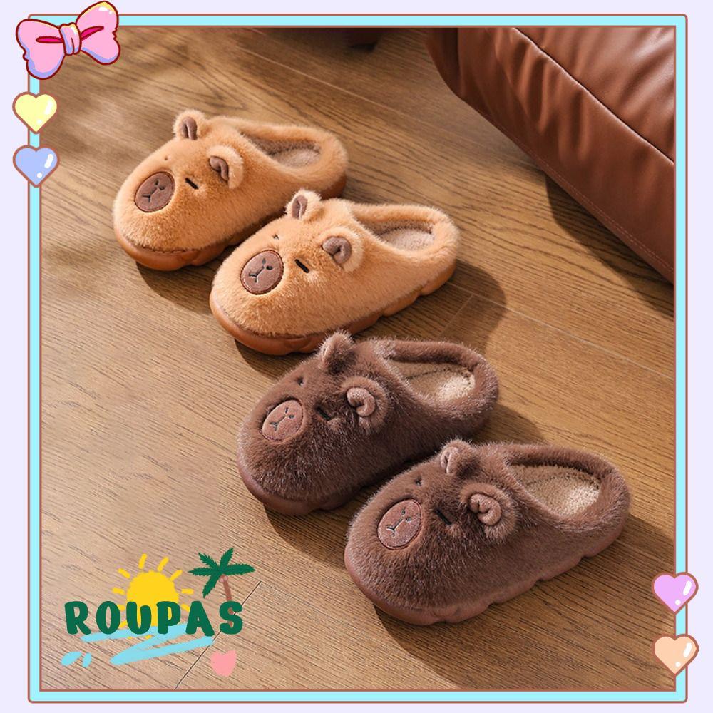 Chinelos Infantis ROUPAS , Sapatos De Algodão Antiderrapantes Capivara Grossos E Macios Para Casa , Inverno