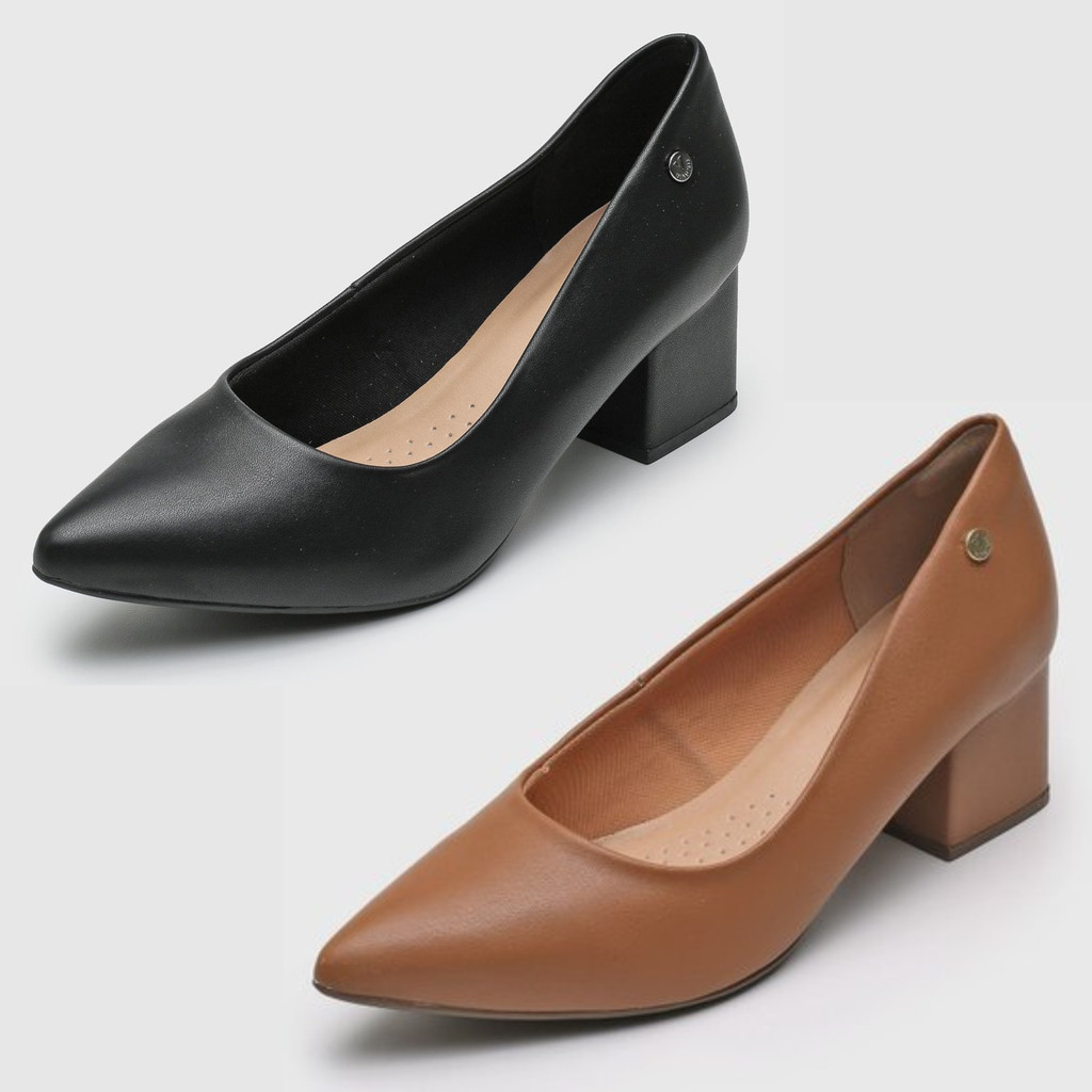 Sapato Scarpin Feminino Salto Grosso Bico fino Original Viauno