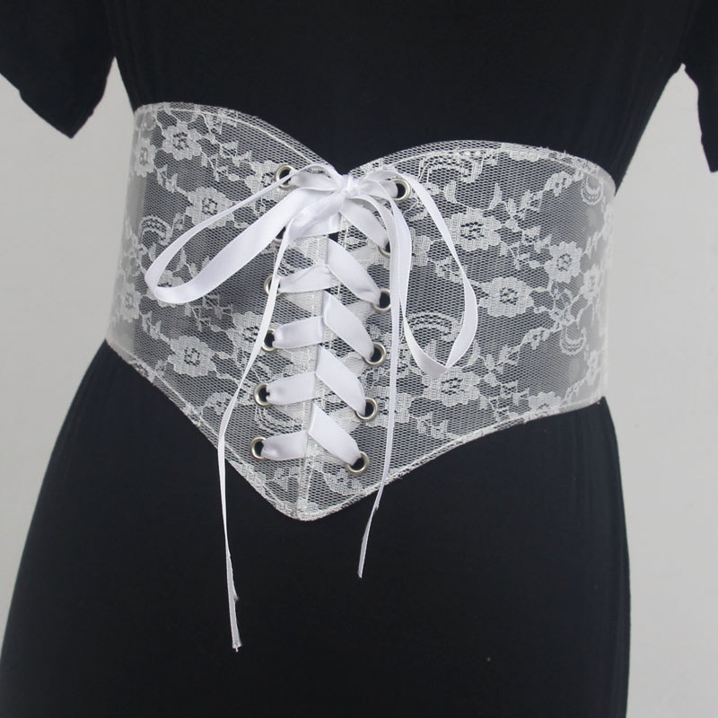 Pvc transparente renda estiramento Sexy cinto feminino Ultra-largo vestido decorativo pequena mulher Design cinto elásti
