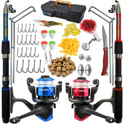 Kit De Pesca Completo Barato 2 Vara 2 Molinete 10kg Com Item