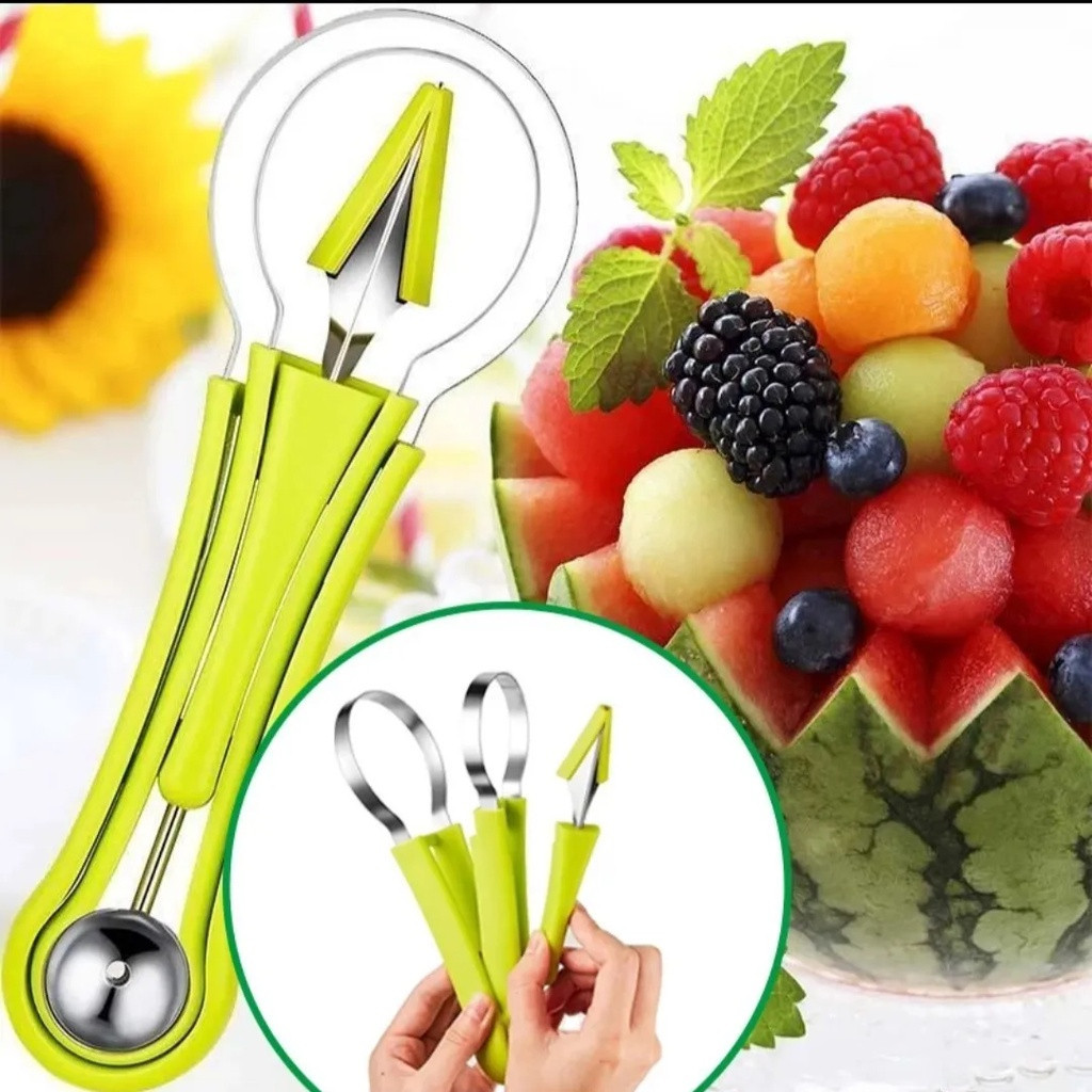 Kit Para Decorar e Cortar Frutas 3 Peças Cortador Fatiador Modelador de Frutas Utensílios Cozinha
