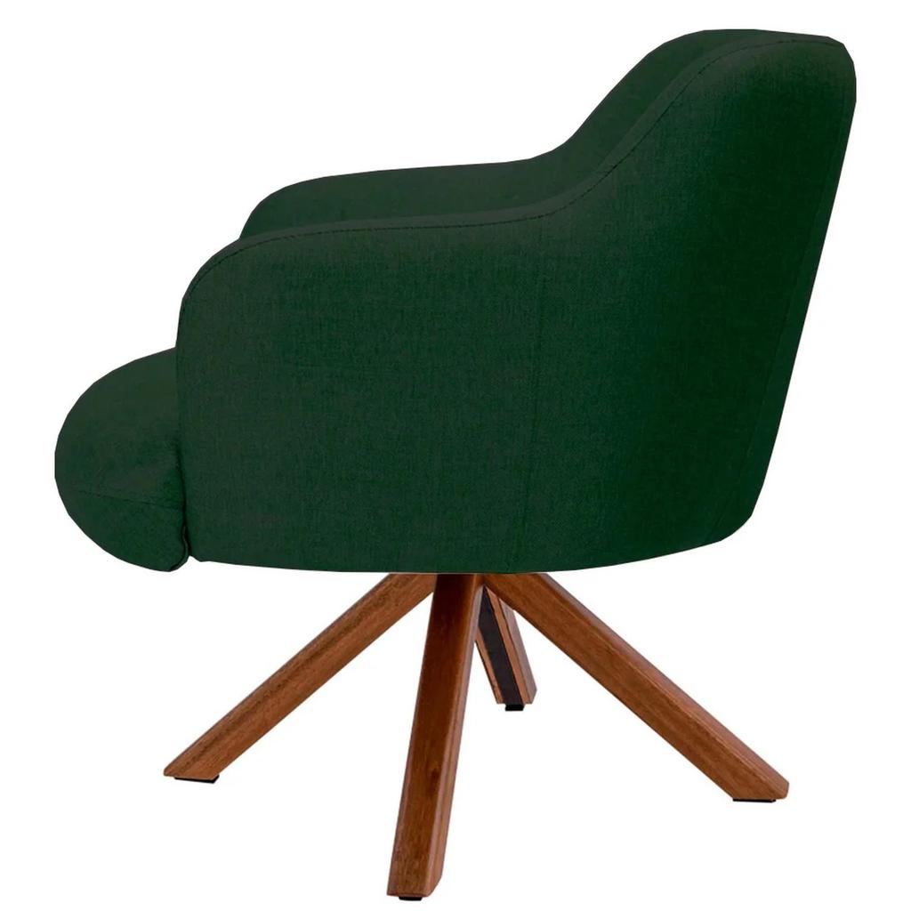 Poltrona Decorativa Giratória Base Giromad Madeira Jade C-117 Linho Verde Musgo - Domi — imagem 2 de 2