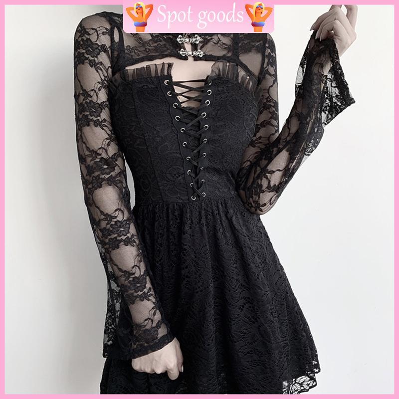 vava Comprida Slim Bolero Babados Floral Renda Encolher Crop