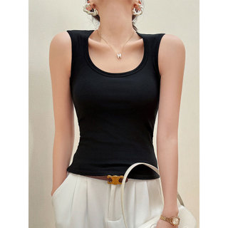 Camisola feminina roupa interior 2026 novo estilo com almofada no peito preto Bottoming roupa interior em forma de I sem