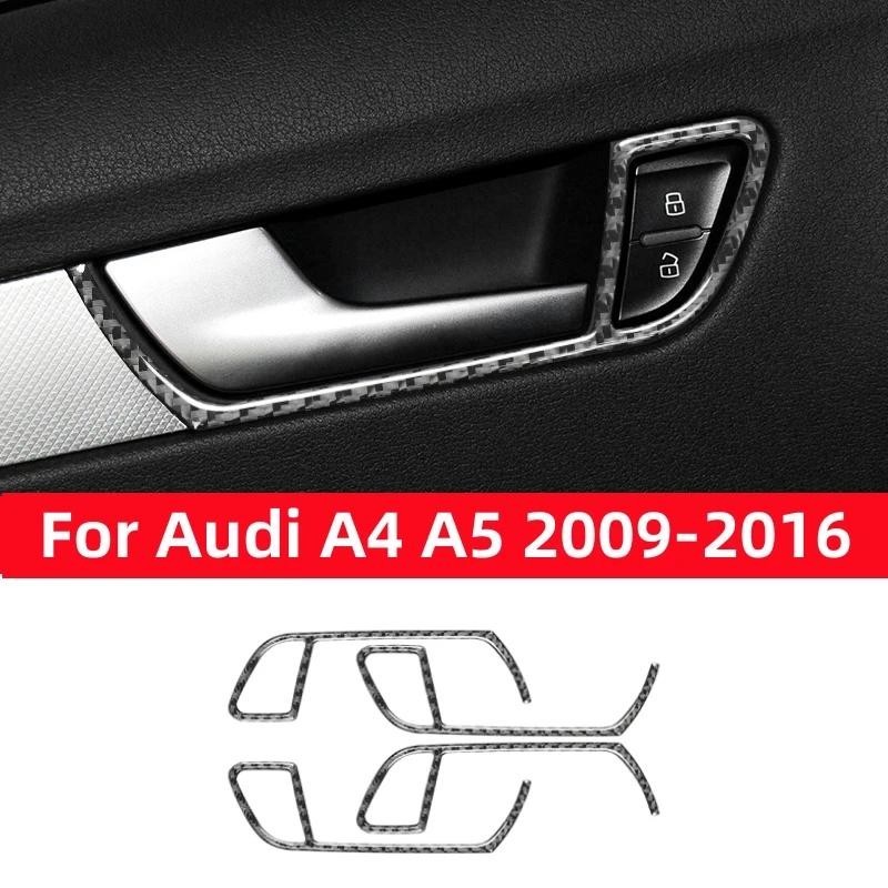 Para Audi A4L A4 B8 2009-2016 Q5 2009-2017 A5 2008 Acessórios De Fibra Carbono Interior Maçaneta Da Porta Do Carro Quadr