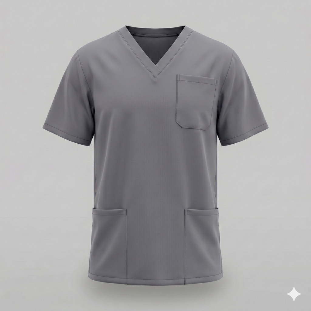 Camisa Scrub Masculina Cinza Queima de Estoque Profissional Enfermagem Hospital Clínica Saúde Últimas Unidades Promoção